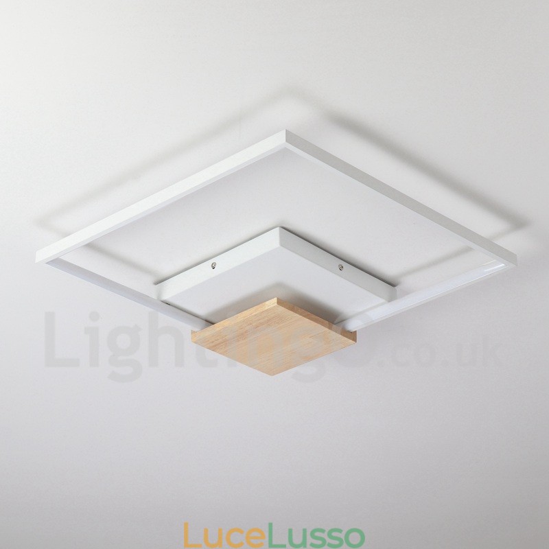 Lampada da soffitto in legno quadrata bianca dimmerabile, lampada da soffitto ultrasottile, utilizzabile anche come applique