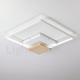 Lampada da soffitto in legno quadrata bianca dimmerabile, lampada da soffitto ultrasottile, utilizzabile anche come applique