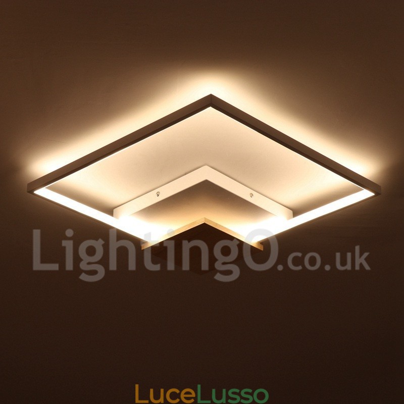 Lampada da soffitto in legno quadrata bianca dimmerabile, lampada da soffitto ultrasottile, utilizzabile anche come applique
