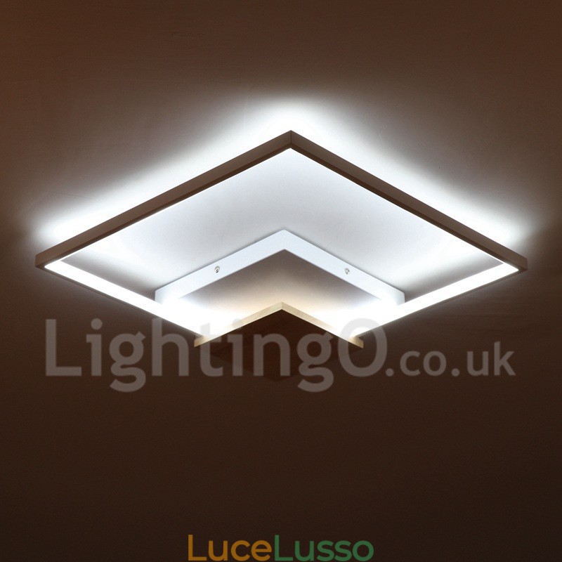 Lampada da soffitto in legno quadrata bianca dimmerabile, lampada da soffitto ultrasottile, utilizzabile anche come applique