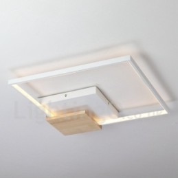 Lampada da soffitto in legno quadrata bianca dimmerabile, lampada da soffitto ultrasottile, utilizzabile anche come applique