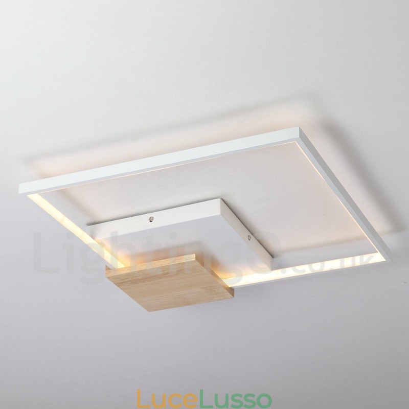 Lampada da soffitto in legno quadrata bianca dimmerabile, lampada da soffitto ultrasottile, utilizzabile anche come applique