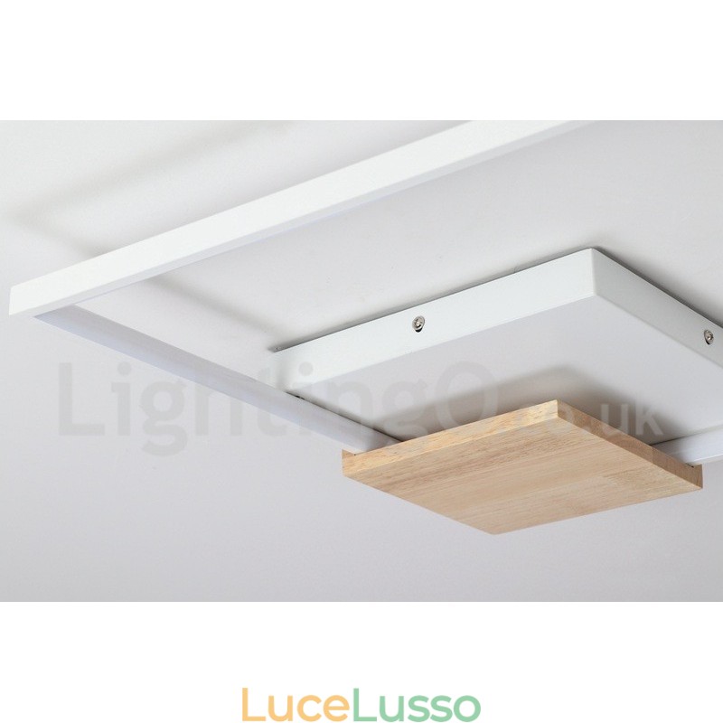 Lampada da soffitto in legno quadrata bianca dimmerabile, lampada da soffitto ultrasottile, utilizzabile anche come applique