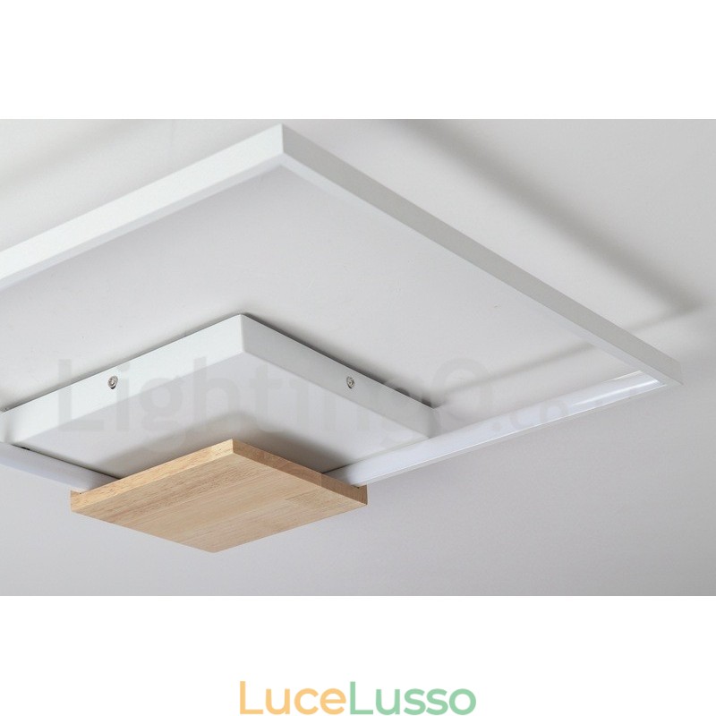 Lampada da soffitto in legno quadrata bianca dimmerabile, lampada da soffitto ultrasottile, utilizzabile anche come applique