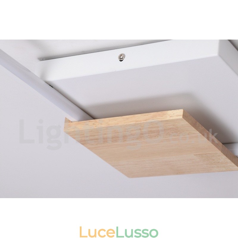 Lampada da soffitto in legno quadrata bianca dimmerabile, lampada da soffitto ultrasottile, utilizzabile anche come applique