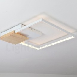 Lampada da soffitto in legno quadrata bianca dimmerabile, lampada da soffitto ultrasottile, utilizzabile anche come applique