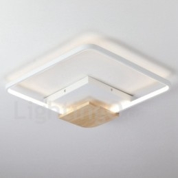 Lampada da soffitto in legno quadrata bianca dimmerabile, lampada da soffitto ultrasottile, utilizzabile anche come applique