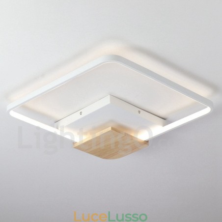 Lampada da soffitto in legno quadrata bianca dimmerabile, lampada da soffitto ultrasottile, utilizzabile anche come applique Lampada da soffitto in legno quadrata bianca dimmerabile, lampada da soffitto ultrasottile, utilizzabile anche come applique
