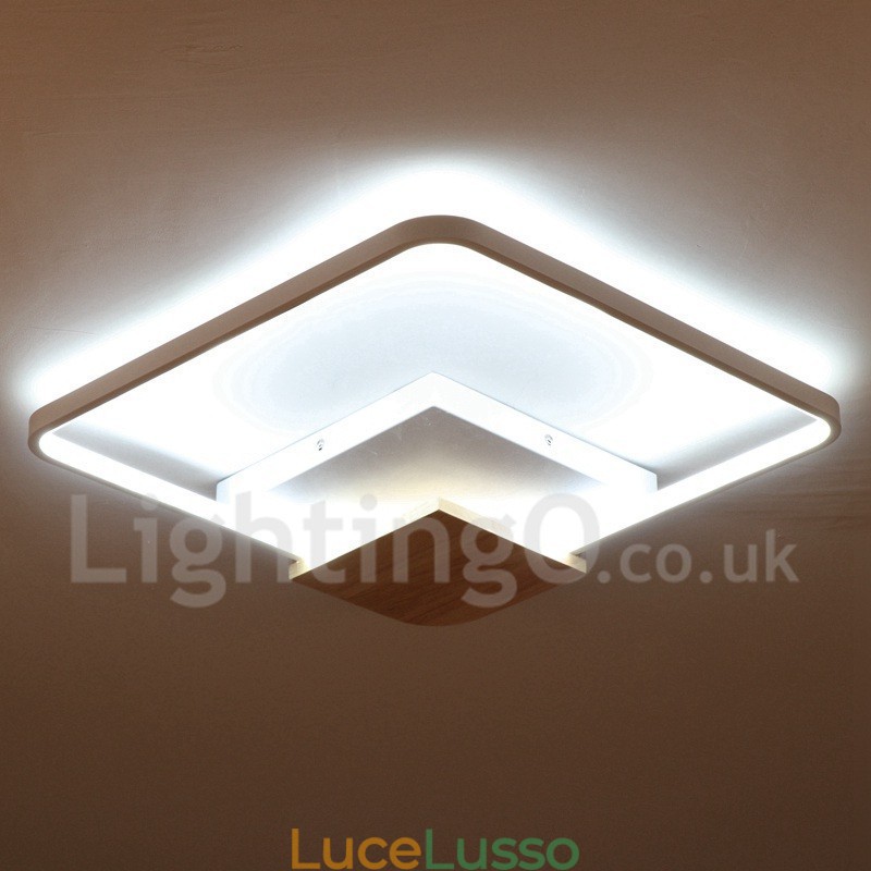 Lampada da soffitto in legno quadrata bianca dimmerabile, lampada da soffitto ultrasottile, utilizzabile anche come applique