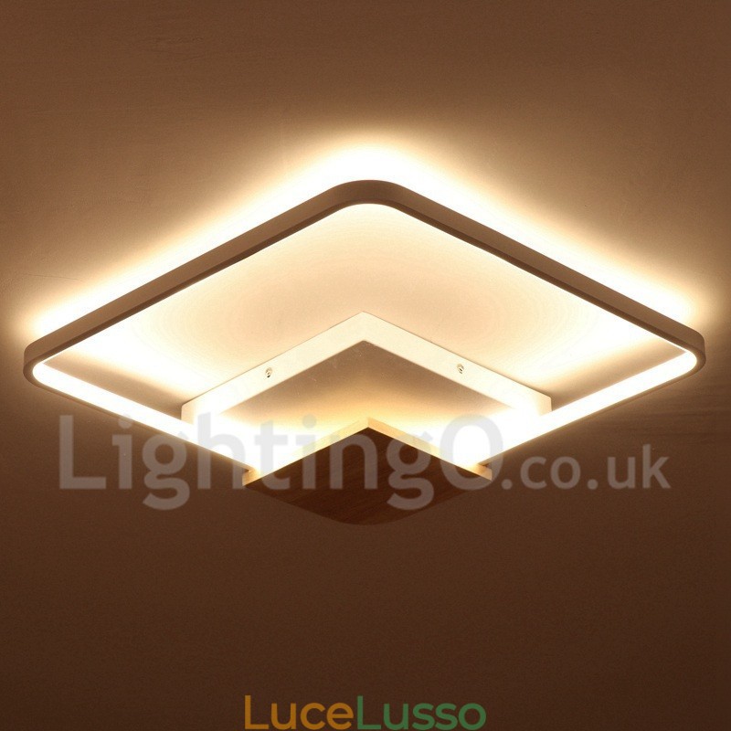 Lampada da soffitto in legno quadrata bianca dimmerabile, lampada da soffitto ultrasottile, utilizzabile anche come applique
