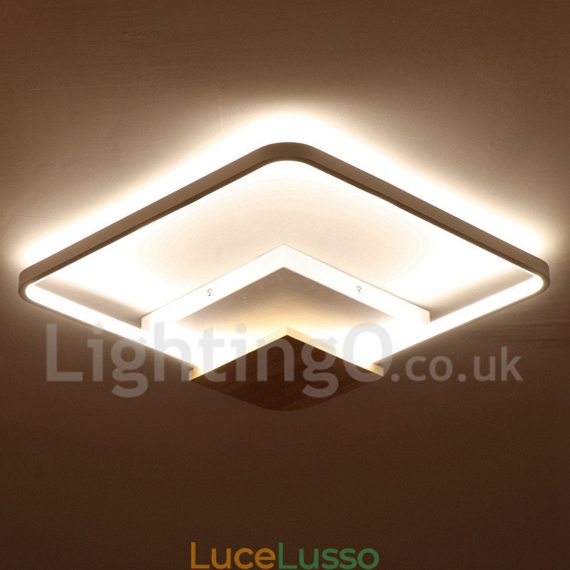 Lampada da soffitto in legno quadrata bianca dimmerabile, lampada da soffitto ultrasottile, utilizzabile anche come applique