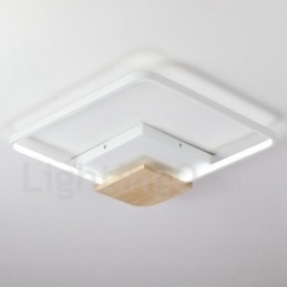 Lampada da soffitto in legno quadrata bianca dimmerabile, lampada da soffitto ultrasottile, utilizzabile anche come applique