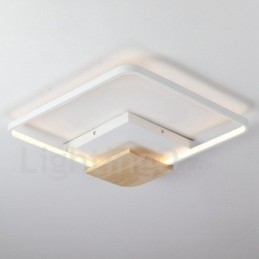 Lampada da soffitto in legno quadrata bianca dimmerabile, lampada da soffitto ultrasottile, utilizzabile anche come applique
