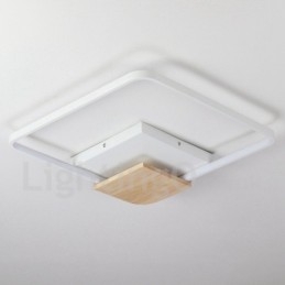 Lampada da soffitto in legno quadrata bianca dimmerabile, lampada da soffitto ultrasottile, utilizzabile anche come applique
