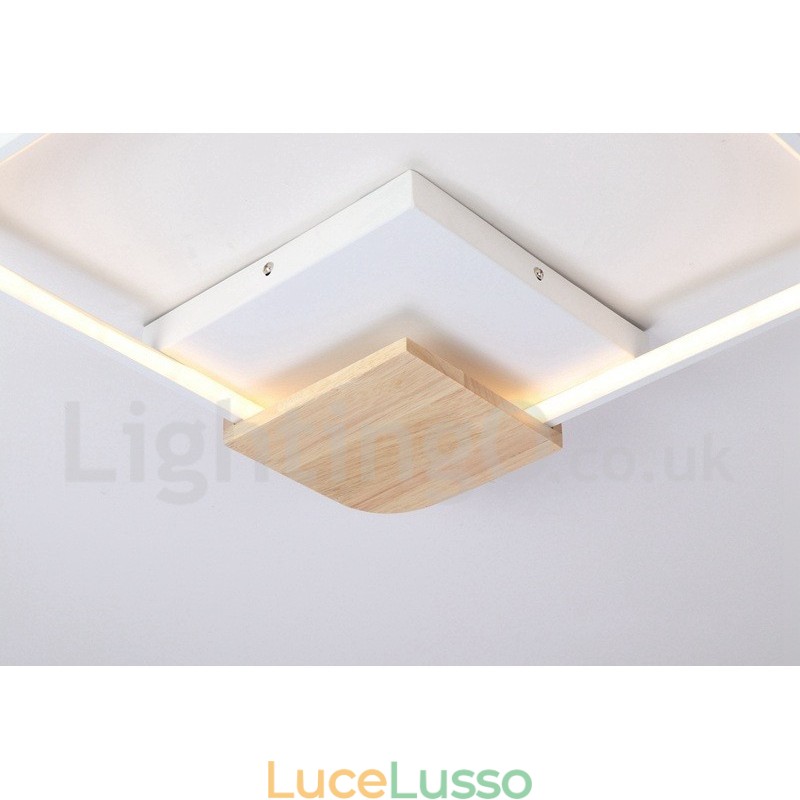 Lampada da soffitto in legno quadrata bianca dimmerabile, lampada da soffitto ultrasottile, utilizzabile anche come applique
