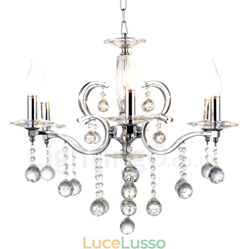 Lampadario a candela in cristallo cromato elegante