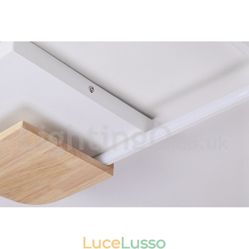 Lampada da soffitto in legno quadrata bianca dimmerabile, lampada da soffitto ultrasottile, utilizzabile anche come applique
