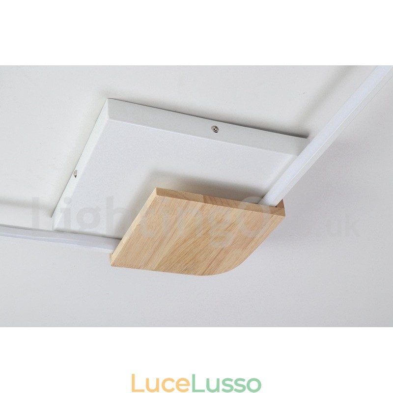 Lampada da soffitto in legno quadrata bianca dimmerabile, lampada da soffitto ultrasottile, utilizzabile anche come applique