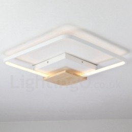 Lampada da soffitto in legno quadrata bianca dimmerabile, lampada da soffitto ultrasottile, utilizzabile anche come applique