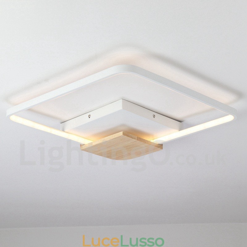 Lampada da soffitto in legno quadrata bianca dimmerabile, lampada da soffitto ultrasottile, utilizzabile anche come applique