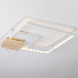 Lampada da soffitto in legno quadrata bianca dimmerabile, lampada da soffitto ultrasottile, utilizzabile anche come applique