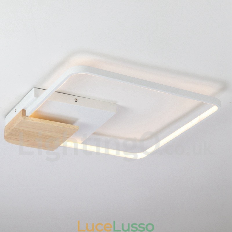 Lampada da soffitto in legno quadrata bianca dimmerabile, lampada da soffitto ultrasottile, utilizzabile anche come applique