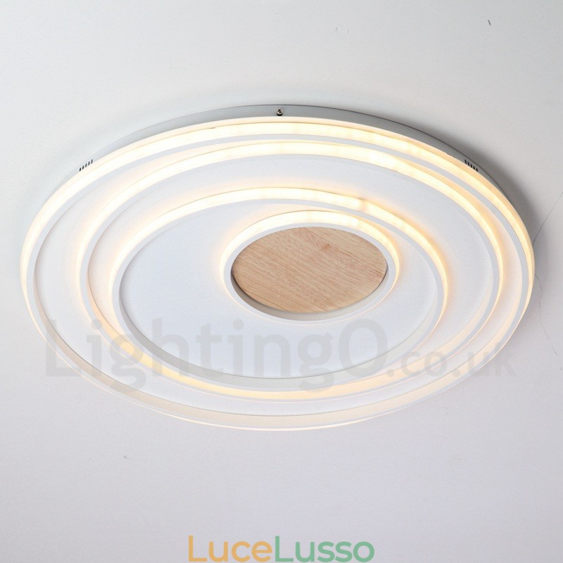 Lampada da soffitto in legno con anelli bianchi dimmerabili Lampada da soffitto ultrasottile che può essere utilizzata anche come lampada da parete