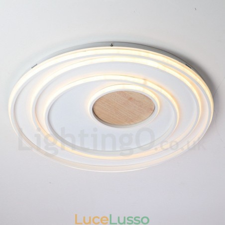 Lampada da soffitto in legno con anelli bianchi dimmerabili Lampada da soffitto ultrasottile che può essere utilizzata anche come lampada da parete Lampada da soffitto in legno con anelli bianchi dimmerabili Lampada da soffitto ultrasottile che può essere utilizzata anche come lampada da parete