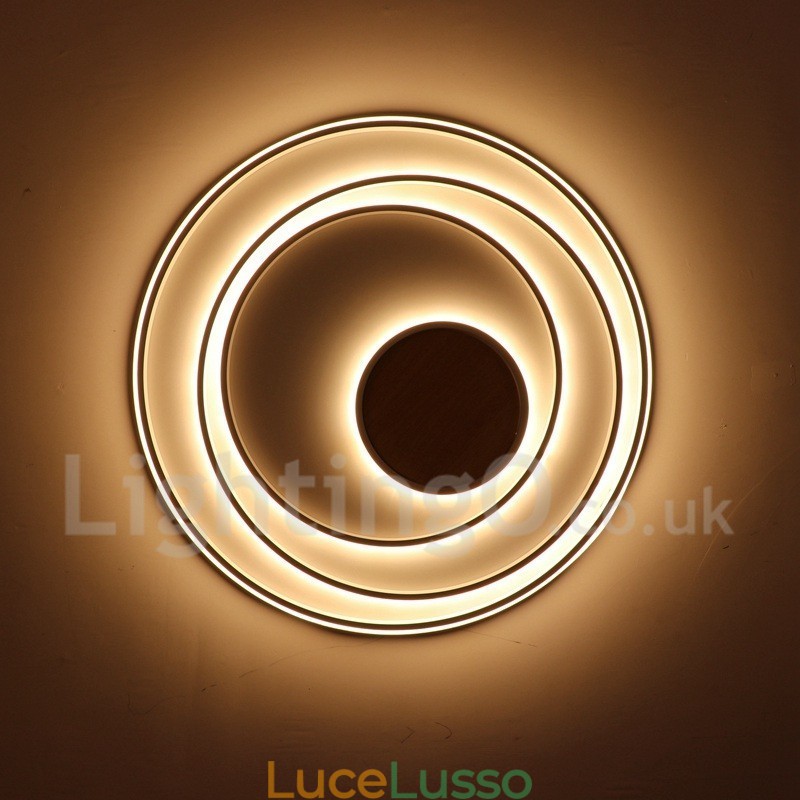 Lampada da soffitto in legno con anelli bianchi dimmerabili Lampada da soffitto ultrasottile che può essere utilizzata anche come lampada da parete