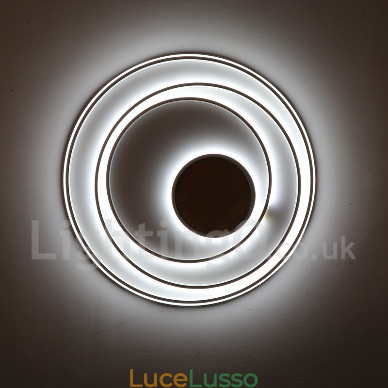 Lampada da soffitto in legno con anelli bianchi dimmerabili Lampada da soffitto ultrasottile che può essere utilizzata anche come lampada da parete