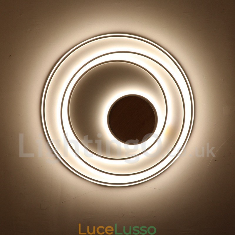 Lampada da soffitto in legno con anelli bianchi dimmerabili Lampada da soffitto ultrasottile che può essere utilizzata anche come lampada da parete