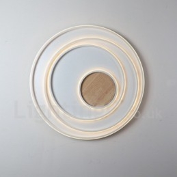 Lampada da soffitto in legno con anelli bianchi dimmerabili Lampada da soffitto ultrasottile che può essere utilizzata anche come lampada da parete
