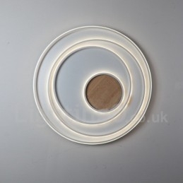 Lampada da soffitto in legno con anelli bianchi dimmerabili Lampada da soffitto ultrasottile che può essere utilizzata anche come lampada da parete