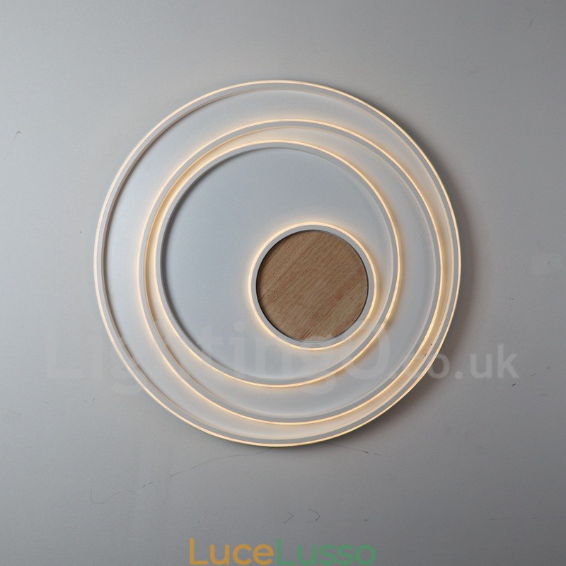 Lampada da soffitto in legno con anelli bianchi dimmerabili Lampada da soffitto ultrasottile che può essere utilizzata anche come lampada da parete