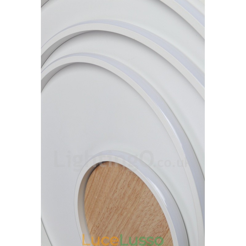 Lampada da soffitto in legno con anelli bianchi dimmerabili Lampada da soffitto ultrasottile che può essere utilizzata anche come lampada da parete