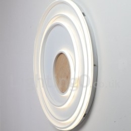 Lampada da soffitto in legno con anelli bianchi dimmerabili Lampada da soffitto ultrasottile che può essere utilizzata anche come lampada da parete