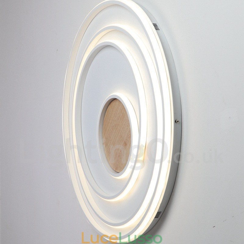 Lampada da soffitto in legno con anelli bianchi dimmerabili Lampada da soffitto ultrasottile che può essere utilizzata anche come lampada da parete