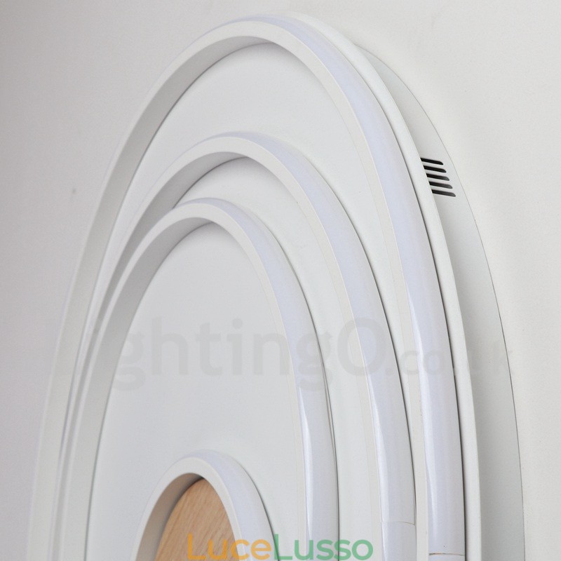 Lampada da soffitto in legno con anelli bianchi dimmerabili Lampada da soffitto ultrasottile che può essere utilizzata anche come lampada da parete