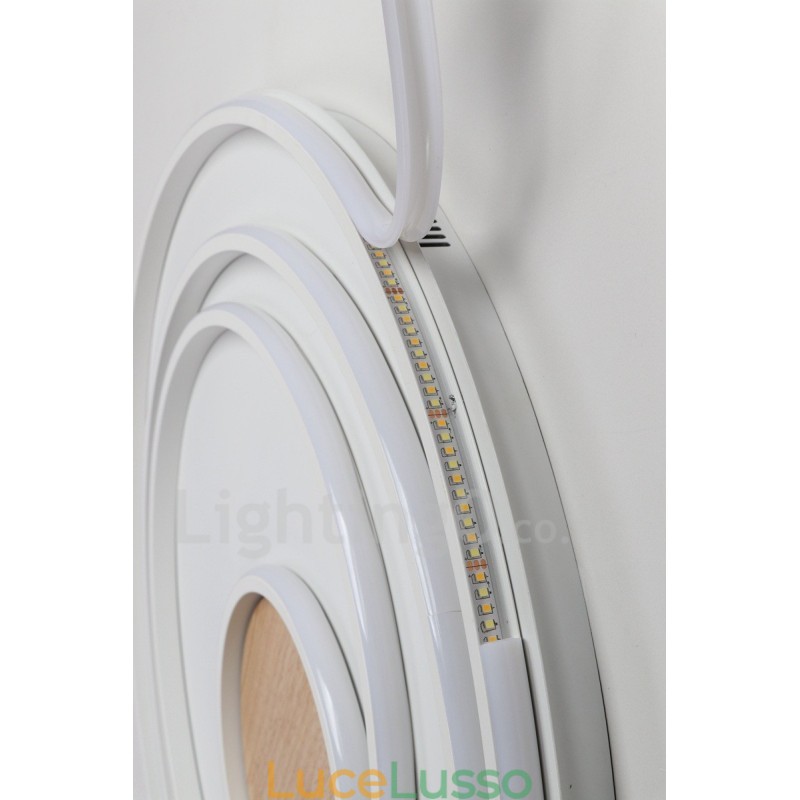 Lampada da soffitto in legno con anelli bianchi dimmerabili Lampada da soffitto ultrasottile che può essere utilizzata anche come lampada da parete