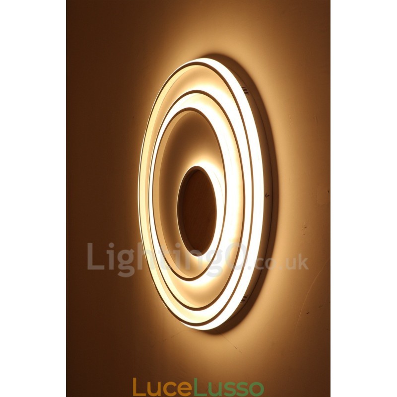 Lampada da soffitto in legno con anelli bianchi dimmerabili Lampada da soffitto ultrasottile che può essere utilizzata anche come lampada da parete