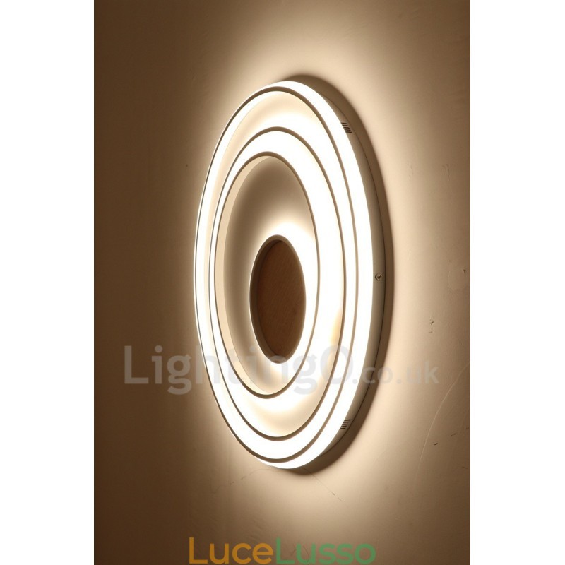 Lampada da soffitto in legno con anelli bianchi dimmerabili Lampada da soffitto ultrasottile che può essere utilizzata anche come lampada da parete