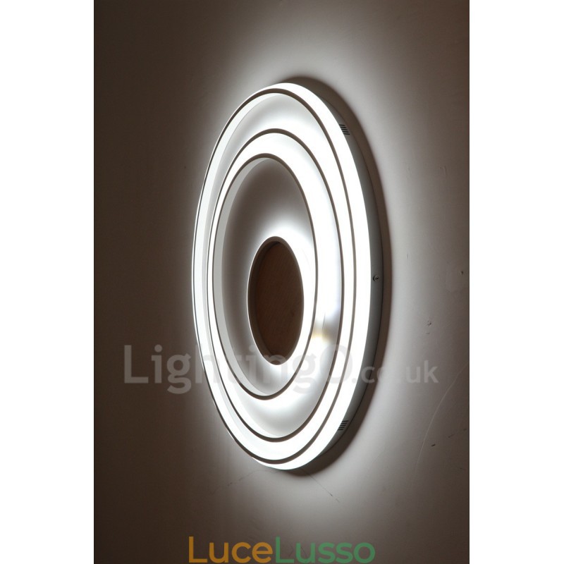 Lampada da soffitto in legno con anelli bianchi dimmerabili Lampada da soffitto ultrasottile che può essere utilizzata anche come lampada da parete