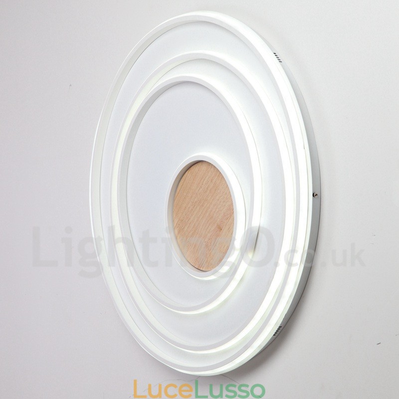 Lampada da soffitto in legno con anelli bianchi dimmerabili Lampada da soffitto ultrasottile che può essere utilizzata anche come lampada da parete