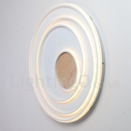 Lampada da soffitto in legno con anelli bianchi dimmerabili Lampada da soffitto ultrasottile che può essere utilizzata anche come lampada da parete