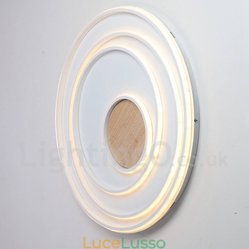 Lampada da soffitto in legno con anelli bianchi dimmerabili Lampada da soffitto ultrasottile che può essere utilizzata anche come lampada da parete