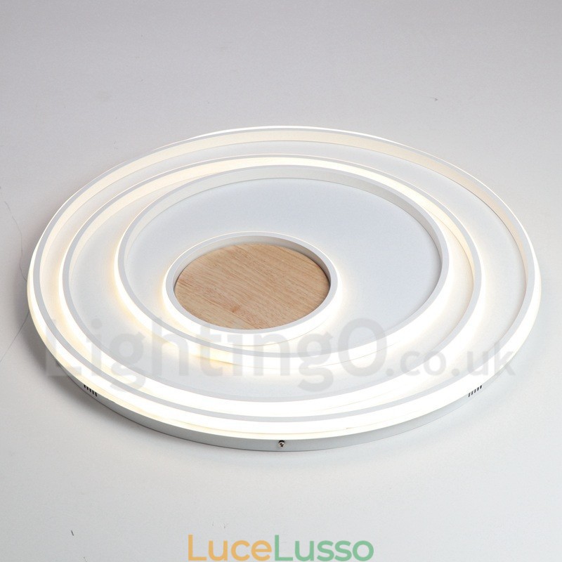 Lampada da soffitto in legno con anelli bianchi dimmerabili Lampada da soffitto ultrasottile che può essere utilizzata anche come lampada da parete
