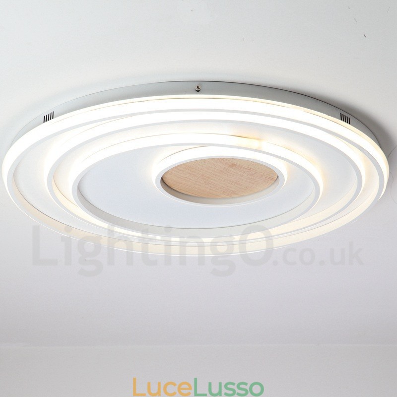 Lampada da soffitto in legno con anelli bianchi dimmerabili Lampada da soffitto ultrasottile che può essere utilizzata anche come lampada da parete