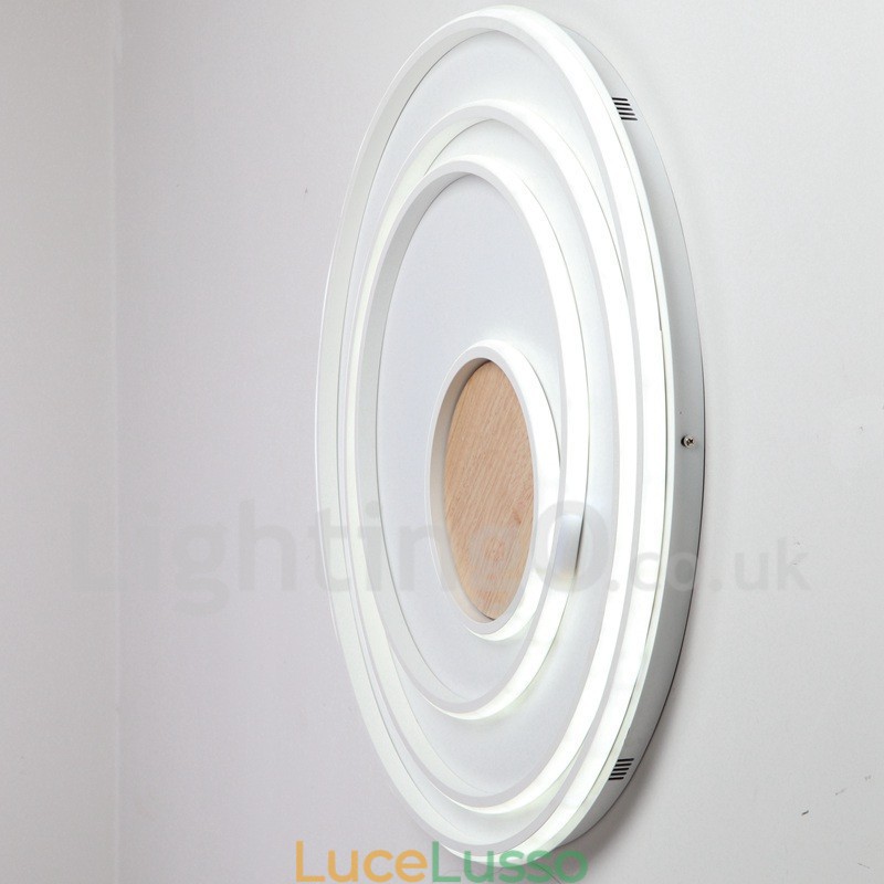Lampada da soffitto in legno con anelli bianchi dimmerabili Lampada da soffitto ultrasottile che può essere utilizzata anche come lampada da parete