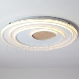 Lampada da soffitto in legno con anelli bianchi dimmerabili Lampada da soffitto ultrasottile che può essere utilizzata anche come lampada da parete