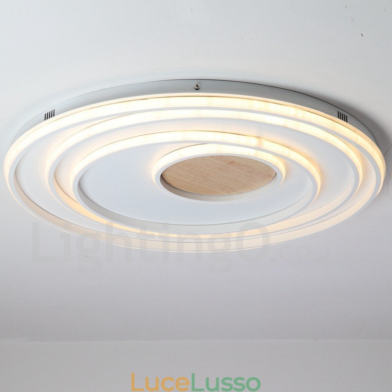 Lampada da soffitto in legno con anelli bianchi dimmerabili Lampada da soffitto ultrasottile che può essere utilizzata anche come lampada da parete
